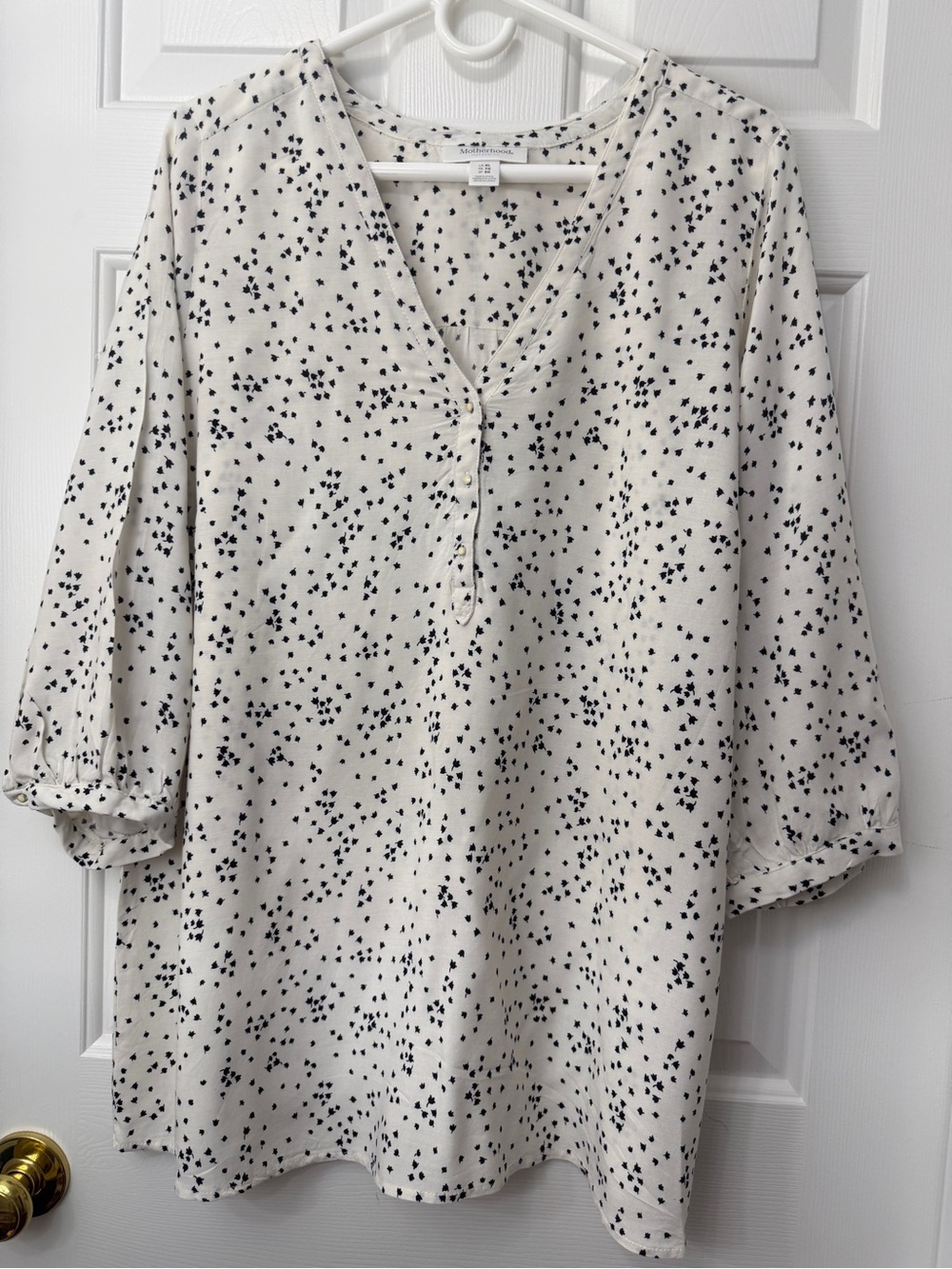 Motherhood Cream and Black Dot Print Maternity Tunic